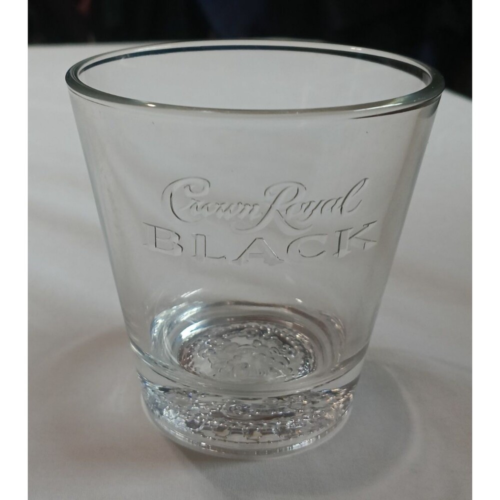 Crown Royal Black Whiskey Glass Cocktail Rocks Drinking Glass Engraved EUC